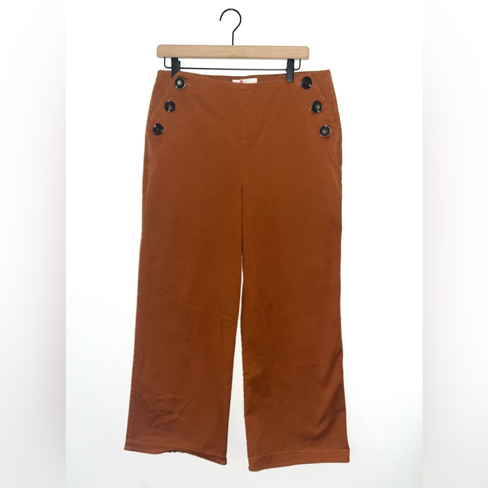 BODEN Sailor Wide Leg Crop Pants Orange Brown 10 Petite